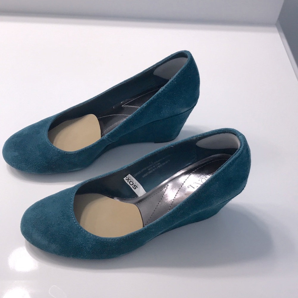 Suede wedge heels